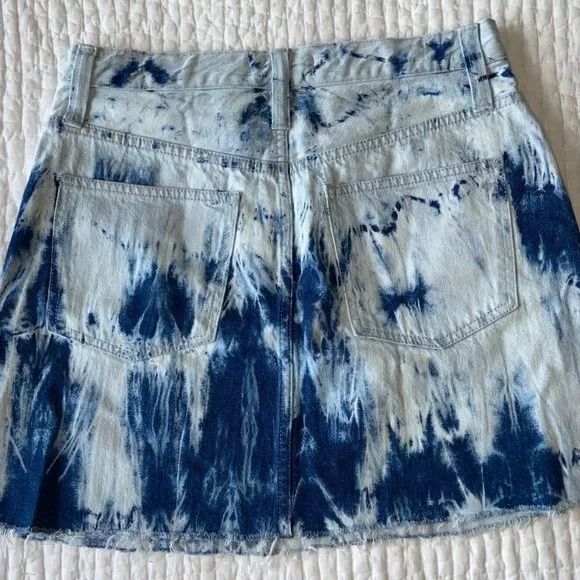 Brand New w Tags! MADEWELL Rigid Denim A Line Mini Skirt Tie Dye Size 28 - Picture 9 of 9